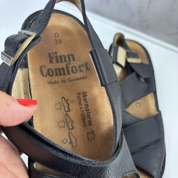 Finn Comfort Sandals Women's Slingback Black Leather Buckle sz 38 D US 7 Strappy - Picture 15 of 15